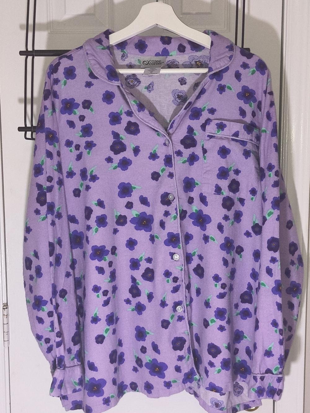 Cozee Corner Lavender Floral Button-Up Pajama Set